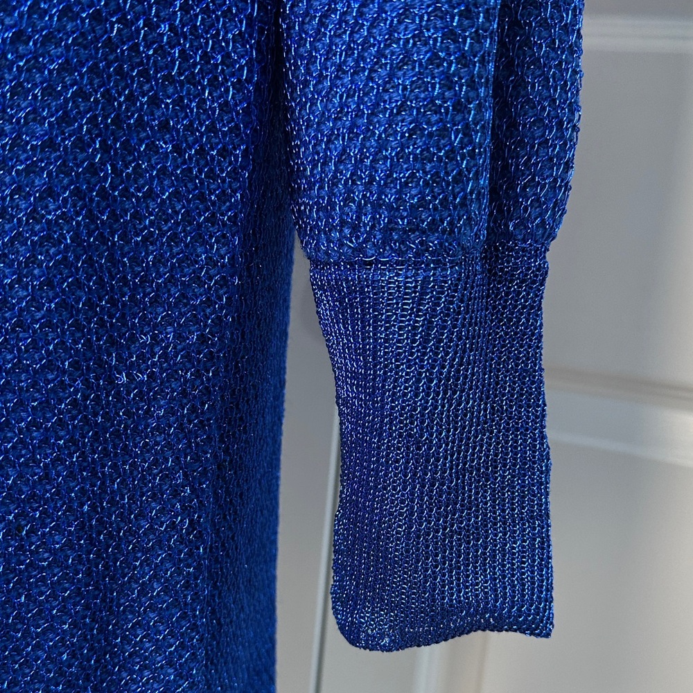 NWT Fashion Nova Royal Blue Cobalt V-Neck Knit Bodycon Sweater Mini Dress Size L - Picture 7 of 17